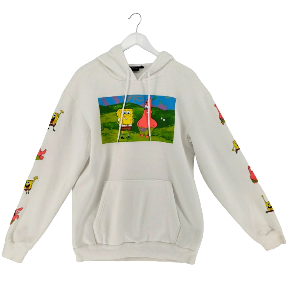 Nickelodeon Sponge Bob Hoodie Sweatshirt Size Large in White